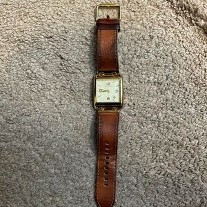 Michael Kors Gold Square faced watch with leather band